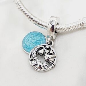 Pandora Stork & Twinkling Stars Dangle Charm with pouch